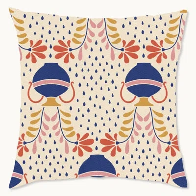 Wynwood Studio Polyester Indoor/outdoor Throw Pillow In Blue;orange;ivory