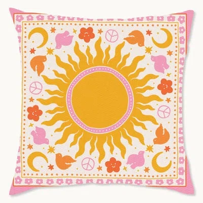 Wynwood Studio Polyester Throw Square Pillow Cover In Yellow;pink;orange
