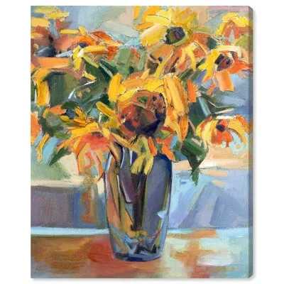 Wynwood Studio Pretty Pretty Sunflowers Abstract Paint Bouquet Modern Yellow Graphic Art In Wrapped Canvas