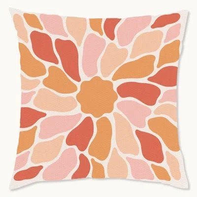 Wynwood Studio Retro Abstract Floral Polyester Indoor/outdoor Throw Pillow In Brown;pink;orange