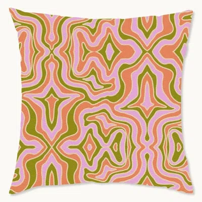 Wynwood Studio Retro Abstract Print Polyester Indoor/outdoor Throw Pillow In Green;pink