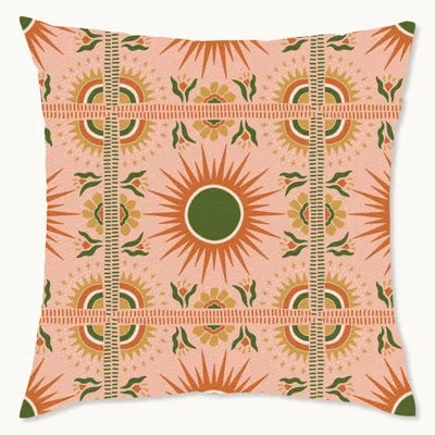 Wynwood Studio Retro Art Deco Geometric Polyester Indoor/outdoor Throw Pillow In Green;pink