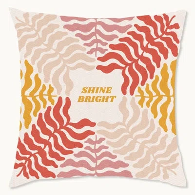 Wynwood Studio Retro Botanical Inspirational Quote Geometric Polyester Indoor/outdoor Throw Pillow In Red;yellow;pink