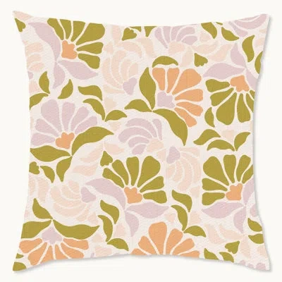 Wynwood Studio Retro Floral Abstract Floral Polyester Indoor/outdoor Throw Pillow In Green;orange