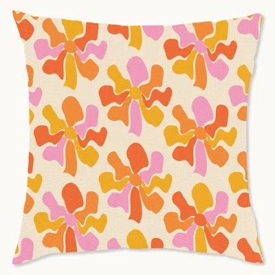 Wynwood Studio Retro Floral Floral Polyester Indoor/outdoor Throw Pillow In Yellow;pink;orange