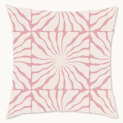 Wynwood Studio Retro Floral Tile Floral Polyester Indoor/outdoor Throw Pillow In Pink;cream