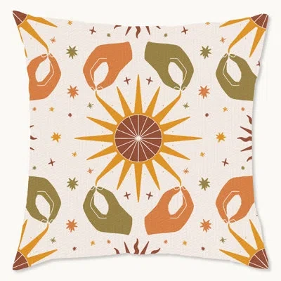 Wynwood Studio Retro Hands Polyester Indoor/outdoor Throw Pillow In Brown;green;yellow