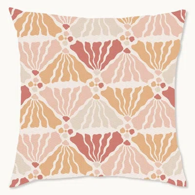 Wynwood Studio Retro Pattern Outdoor Decorative Throw Pillow, 18" X 18", Shell Flowers In Orange