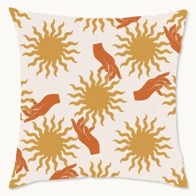 Wynwood Studio Retro Sun Tiles Polyester Indoor/outdoor Throw Pillow In Brown;yellow