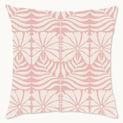 Wynwood Studio Retro Tile Floral Polyester Indoor/outdoor Throw Pillow In Pink;cream
