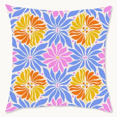 Wynwood Studio Retro Tile Throw Pillow In Blue;yellow;pink