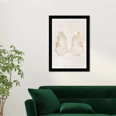 Wynwood Studio Soft Angel Wings - Picture Frame Graphic Art In Black Framed