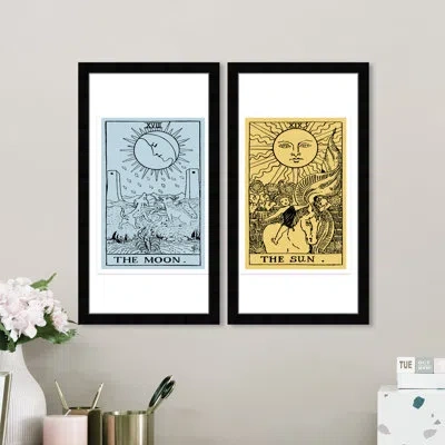 Wynwood Studio Spiritual And Religious Tarot Sun Set Modern Blue And Pastel Blue Canvas Wall Art Print For Living R In Black Framed