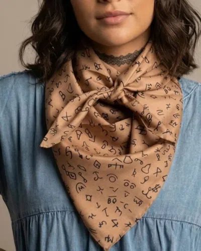 Wyoming Traders Branded Wild Rag Scarf In Tan In Blue