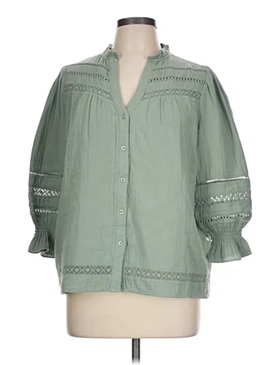 Pre-owned Wyse 3/4 Sleeve Button Down Shirt In Green