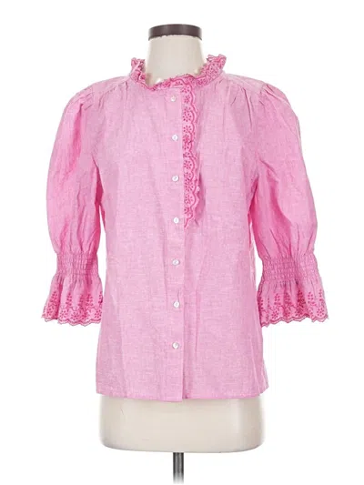 Pre-owned Wyse 3/4 Sleeve Button Down Shirt In Pink