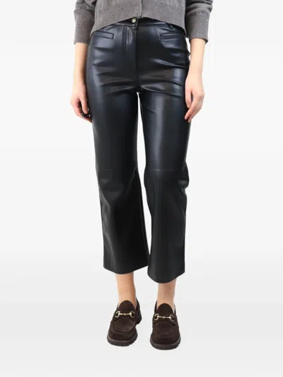 Pre-owned Wyse Faux-leather Trousers In Black