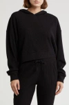 X By Gottex Crop Rib Hoodie In Black