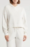 X By Gottex Crop Rib Hoodie In Cream
