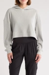 X By Gottex Crop Rib Hoodie In Grey
