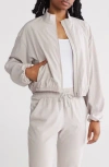 X By Gottex Full Zip Woven Jacket In Silver