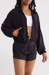 X By Gottex Full Zip Woven Jacket In Black