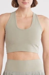 X By Gottex Medium Impact Racerback Sports Bra In Grey Sage