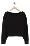 X By Gottex Off The Shoulder Fleece Sweatshirt In Black