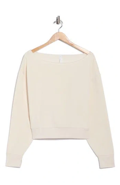 X By Gottex Off The Shoulder Fleece Sweatshirt In Neutral