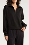 X By Gottex Scuba Knit Half Zip Sweatshirt In Black