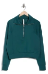 X By Gottex Scuba Knit Half Zip Sweatshirt In Green
