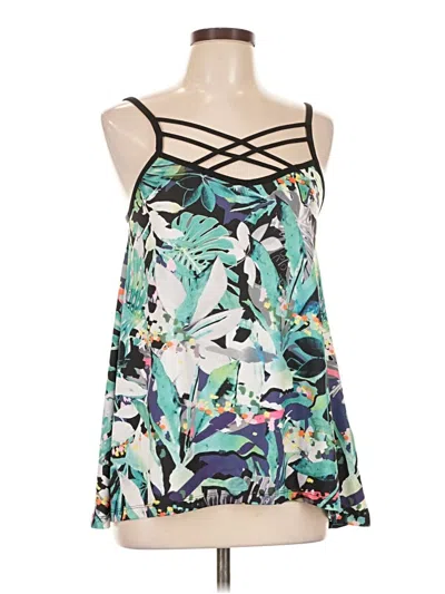 Pre-owned X By Gottex Sleeveless Top Green Halter Neckline Tops