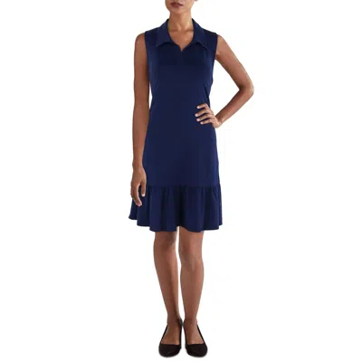 X By Gottex Womens Collar Midi Shift Dress In Blue