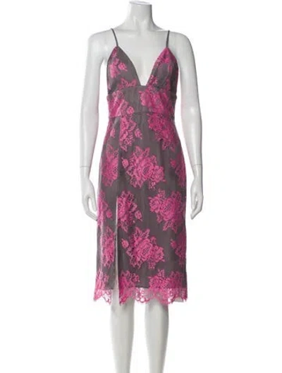 Pre-owned X By Nbd Floral Print Knee-length Dress In Gray