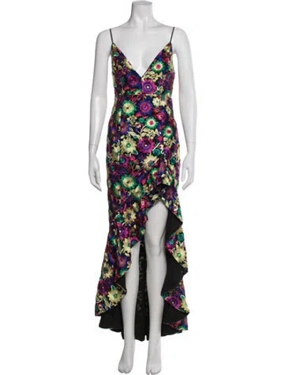 Pre-owned X By Nbd Floral Print Long Dress In Multicolor