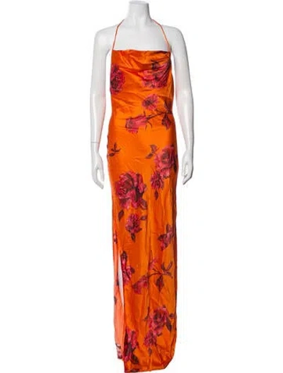 Pre-owned X By Nbd Floral Print Long Dress In Orange