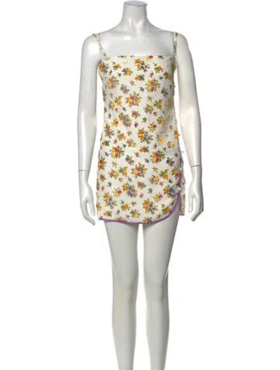 Pre-owned X By Nbd Floral Print Mini Dress In White
