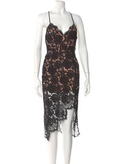 Pre-owned X By Nbd Lace Pattern Midi Length Dress In Black