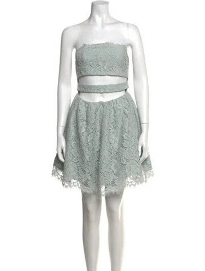 Pre-owned X By Nbd Lace Pattern Mini Dress In Green