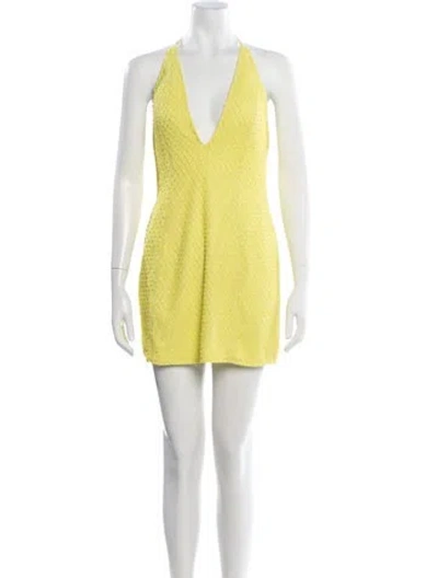 Pre-owned X By Nbd Patterned Mini Dress In Yellow