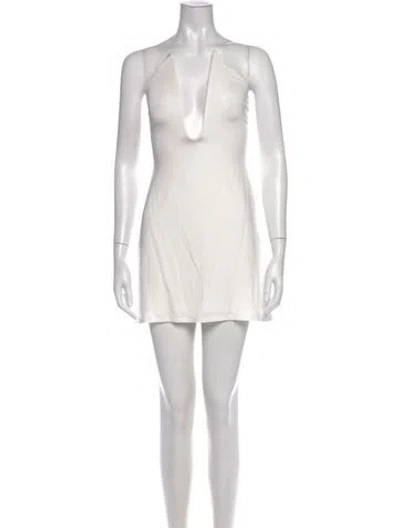 Pre-owned X By Nbd Plunge Neckline Mini Dress In White