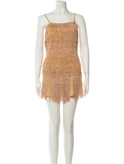 Pre-owned X By Nbd Square Neckline Mini Dress In Silver