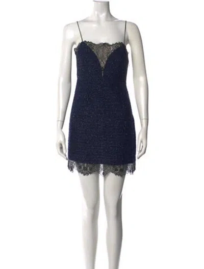 Pre-owned X By Nbd Tweed Pattern Mini Dress In Black/blue