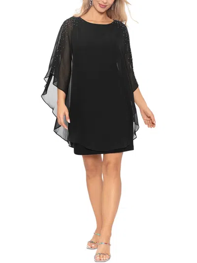 X By Xscape Womens Chiffon Mini Sheath Dress In Black