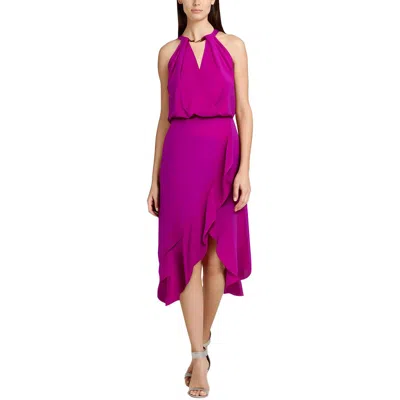 X By Xscape Womens Crepe Ruffled Midi Dress In Purple