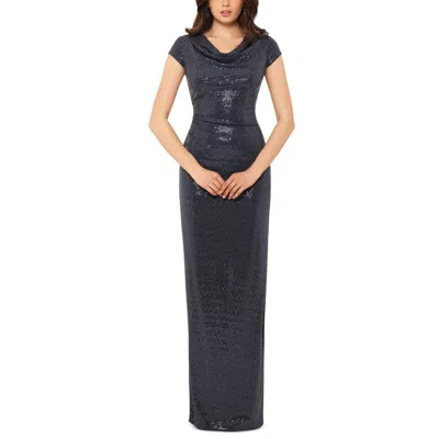 X By Xscape Womens Open Back Cowl Neck Evening Dress In Black