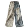 X Ilona Blue Black / Blue / Neutrals Graffiti Bear Recycled Denim Lilly Jeans In Multi