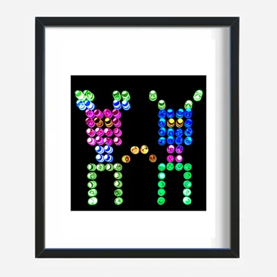 X Ilona Blue Black / Green Cosmic Lovers Original Art Limited Edition Archival Print In Multi