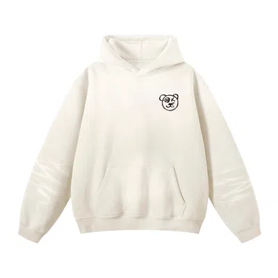 X Ilona Blue Black / Neutrals Universal Fit Graffiti Teddy Bear Cotton Cream Vintage Wash Hoodie