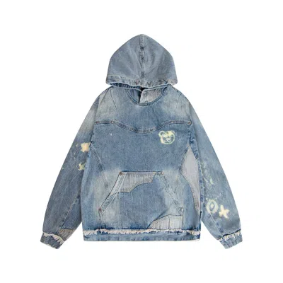 X Ilona Blue Blue Universal Graffiti Bear Custom Denim Hooide